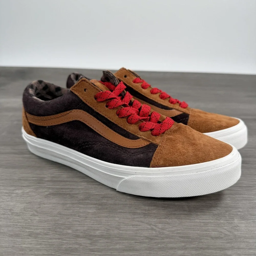 Vans Old Skool Pig Suede HeiQ Water Repellent Low Top Skate Shoes Brown Red